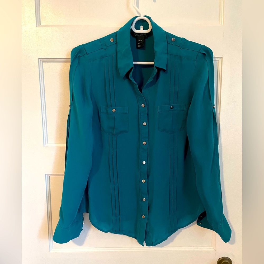 Teal button down